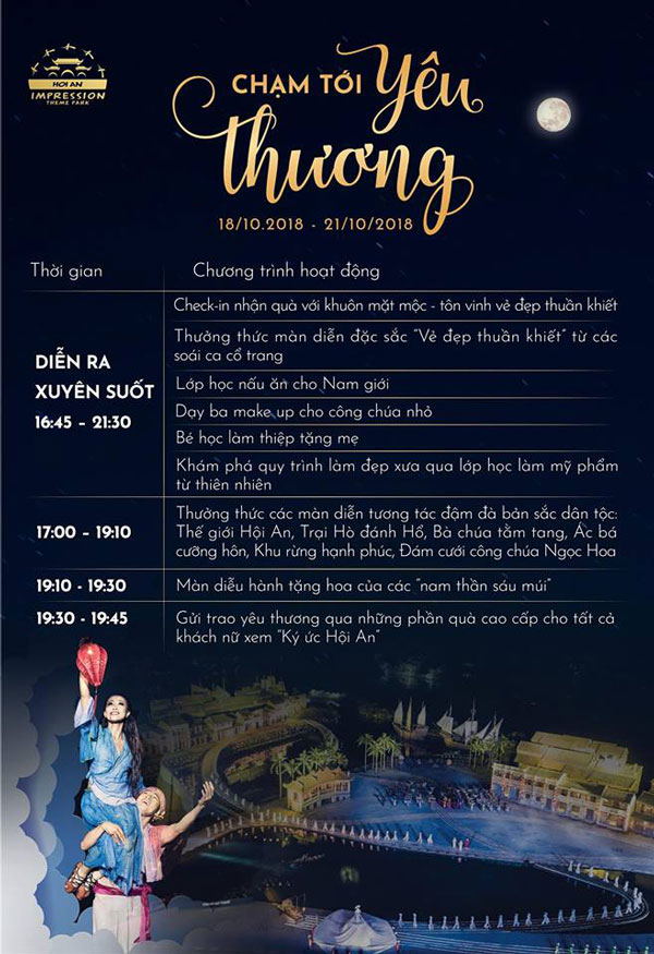 Chương tr&igrave;nh hoạt động từ 18-20/10/2018 tại c&ocirc;ng vi&ecirc;n ấn tượng hội an