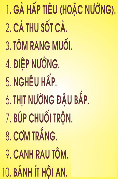 thực đơn rừng dừa thực đơn rừng dừa